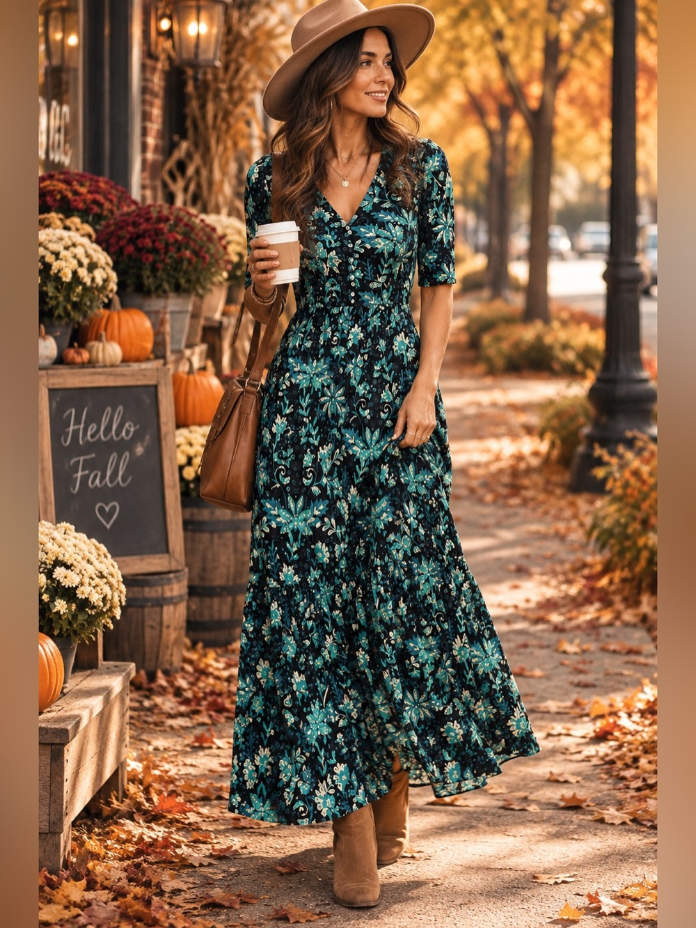 Westport 1962 S Black Teal Floral Maxi Dress Boho Tiered Cottagecore Fall Photos